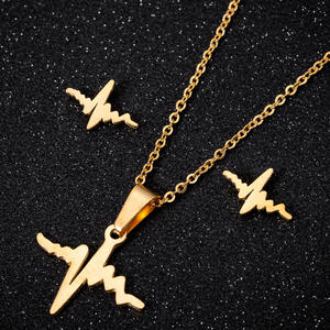 Pendentif pour femme Heart Beat <span class=keywords><strong>ECG</strong></span> Love Version Clavicule Chaîne Nouvel ensemble en acier inoxydable - Product Image 4