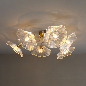 Candelabro de cristal moderno en forma de flores para dormitorios y comedores Lámpara de techo Minimalista Wabi-Sabi Designer Light - Product Image 1