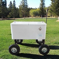 Glacière isotherme à roulettes multicolores avec poignée de traction, portable pour pique-nique en extérieur et bière