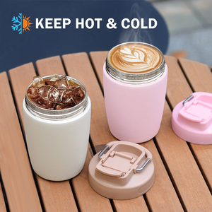 Taza de café de viaje de Venta caliente <span class=keywords><strong>con</strong></span> tapa de prensa a prueba de fugas 100% taza de café de acero inoxidable aislada reutilizable - Product Image 5