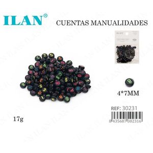 Cuentas para manualidades con números de colores, fondo negro, planas y redondas, 4x7mm, para manualidades, 17g - Product Image 2