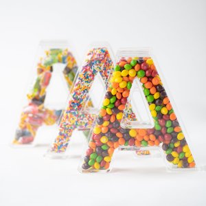 Wholesale L shaped candy display acrylic letters custom fillable acrylic candy letters