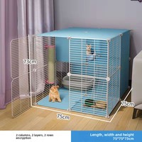 Cage à chat de luxe moderne en fer massif, style manoir, extra-large, à trois niveaux, pour usage domestique, avec bac à litière, pour salon