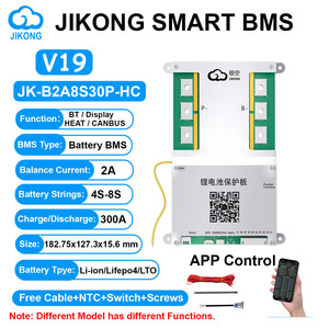 JK BMS B2A8S30P-HC Smart BMS V19 4S~8S BT RS485 HEAT CAN 2A Corriente 300A Balanceador Activo para Baterías Li-ion LiFePo4 LTO - Product Image 1