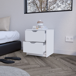 Comodino Gandu con due cassetti, finitura bianca, mobiletto per camera da letto - Product Image 4