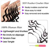 Tresses de cheveux effet plume, cheveux tressés pré-segmentés, adaptés aux femmes noires, style crochet ondulé profond