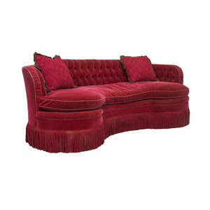 Pháp Đế Chế phong cách phòng khách cong nút tufted Màu Đỏ Mohair bọc tua sofa sảnh khách sạn đi văng với tua để bán - Product Image 4