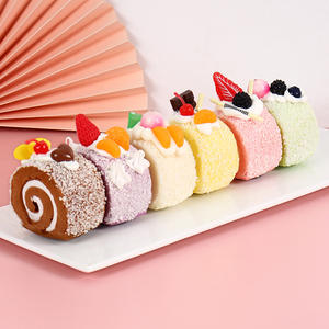 Modelo de postre de pastel suizo de frutas de simulación de PU, imán de nevera de pastel de crema de simulación, accesorio de fotografía - Product Image 2