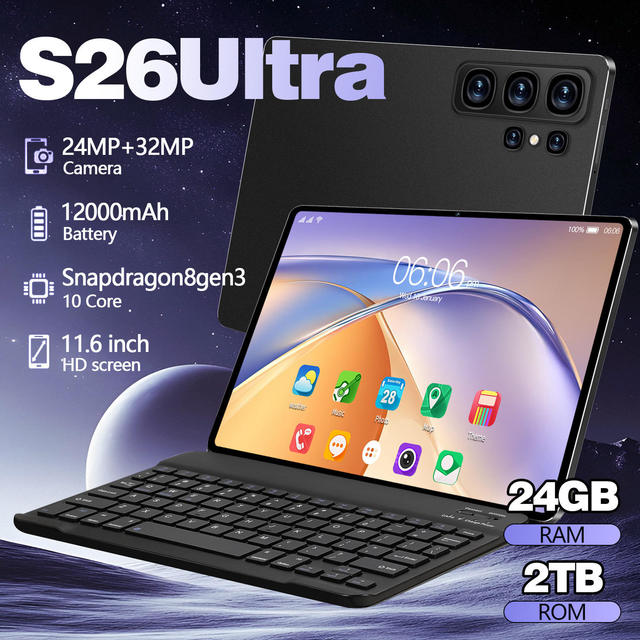 High Quality 24G+2TB 2025 NEW S26Ultra 10.1-inch Android 15 Tablet with Dual SIM 4G Phone Call Smart Tablet Global Languages