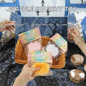 Plastic Waffle Squishy Decompression Toys <b>Squeeze</b> Fun Food Soft Stress <b>Ball</b> for 2-4 Years - Product Image 2