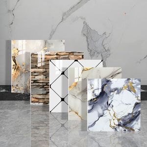 Panneau mural en marbre artificiel - Panneau acoustique rectangulaire en vinyle PVC imitation pierre pour l'intérieur avec colle autocollante pour la maison - Product Image 6