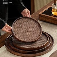 Nouveau 2026 Tapis de table rond en bambou couleur noyer, Plateau de service à thé, Support pour pot, Ensemble de thé Kung Fu, Design moderne et minimaliste