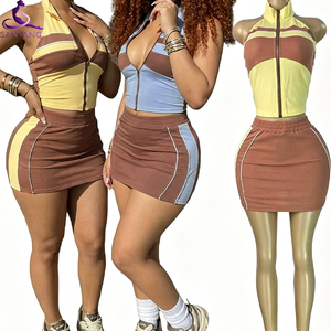 Completo Set Due Pezzi da Donna 2026: Top Slim Fit con Linee a Contrasto e Gonna Coordinata - Ultima Tendenza Moda - Product Image 1