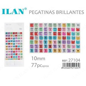 Ilan Adesivi Brillanti Quadrati 10mm Multicolore 3D, Circa 77 Pezzi - Product Image 3