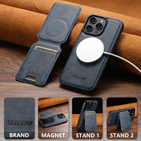 Étui de téléphone SUTENI pour iPhone 18 Pro Max avec recharge sans fil, support magnétique pour cartes, portefeuille 2-en-1 en similicuir, compatible avec les modèles 17, 16 Plus, 15, 14