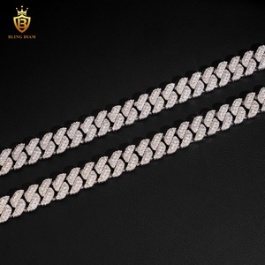 Catena Cubana Miami Iced Out da 10 mm <span class=keywords><strong>con</strong></span> Chiusura Personalizzata e Moissanite <span class=keywords><strong>in</strong></span> <span class=keywords><strong>Argento</strong></span> 925, Gioielli per Bracciali e Collane da Rapper - Product Image 5