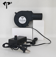 Ventilateur centrifuge portable 9733 DC 12V 0.06A 3700RPM avec sortie d'air et contrôleur de vitesse variable pour poêle à bois et barbecue