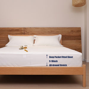 Sábana bajera de fibra de punto de rizo de bambú, funda de cama impermeable, Protector de colchón con cremallera - Product Image 3