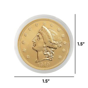 Moneta Commemorativa 1849 P Liberty $20 Double Eagle di <span class=keywords><strong>American</strong></span> Coin Treasures - Ottone e Oro Stratificato - Pezzo da Collezione in Condizioni Pari al Nuovo per Esposizione - Product Image 2