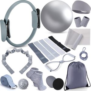 Set de 18 Piezas para Pilates para Mujer, Anillo de Pilates Antideslizante, Equipo de Gimnasio y Yoga, Incluye Banda de Resistencia, Bolsa y Accesorios de Pilates - Product Image 1