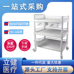 รถเข็นแพทย์พลาสติกสามชั้นพร้อมลิ้นชักและถังสำหรับใช้ในคลินิก - Product Image 5