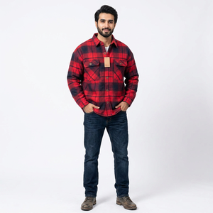 Camisa de Franela a Cuadros de Alta Calidad con Botones, Chaqueta Gruesa de Manga Larga, Chaqueta de Franela Cálida para Hombre, Chaqueta para Hombre - Product Image 1