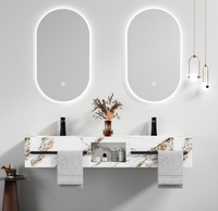 2025 personnalisé LED miroir coiffeuse avec Rock Board bassin ensemble pour hôtels Design moderne salle de bain vanités éviers en vente