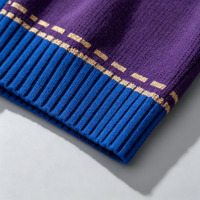 OEM Gold Ein-Knopf-Herrenjacke mit Brustlogo-Patch in Lila-Blau, Winter-Herrenbekleidung, Maßgefertigte Sport-Freizeit-Herrenstrickjacke