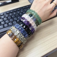 Bracelets extensibles en pierres précieuses naturelles de qualité supérieure, ovales et facettés, en cristal de quartz, agate, obsidienne, œil de tigre, pour cadeaux
