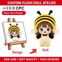 Peluche personnalisée en forme d'abeille pour fille, figurine en peluche, jouet mascotte doux, fabrication OEM ODM selon votre conception
