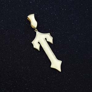 Fashion Ice Out <b>Cross</b> Pendant 925 <b>Sterling</b> <b>Silver</b> Gold Plated Round Moissanite Hip Hop <b>Cross</b> Pendant for Twisted.<b>Necklace</b> - Product Image 3