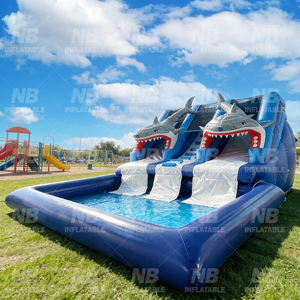 Commercial <b>Inflatable</b> Bouncer Slide Wet and Dry Water With Shark Double <b>Inflatable</b> Water Slide <b>Inflatable</b> Jungle Obstacle Course - Product Image 3