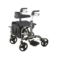 SUNCARE Chaise de marche légère en aluminium deux-en-un avec siège ergonomique pour la mobilité et la rééducation des personnes âgées