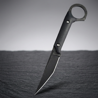 Couteau à lame fixe de 7,5 pouces avec manche G10 en acier à haute teneur en carbone de 2 mm d'épaisseur, bord droit, étui inclus, pour survie en extérieur, camping, pêche/chasse