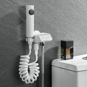 Nieuw Ontwerp 2 Way Messing Witte Kleur Badkamer Dubbele Hoek Ventiel Adapter Met 2 Schakelaar Wc Shattaf Set