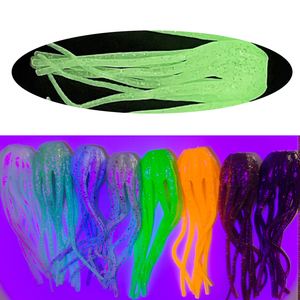 Alpha <span class=keywords><strong>Venta</strong></span> al por mayor 13,5 CM Reemplazo que brilla en la oscuridad TPE Faldas de <span class=keywords><strong>pulpo</strong></span> Cebo 6 colores para Metal Jig Head Pesca nocturna - Product Image 3