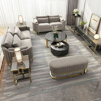 Vente chaude nordique lumière luxe salon meubles velours gris canapé combinaison ensemble