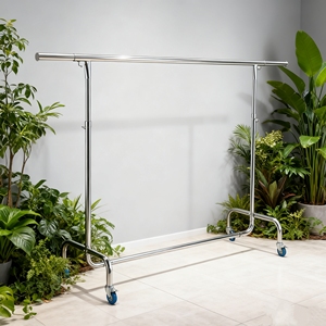 Estantes de ropa de <span class=keywords><strong>Metal</strong></span> ecológicos de último diseño de seguridad superior, soporte de suspensión de exhibición de 2 vías, estantes de ropa de marca - Product Image 5