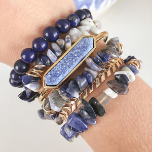 Joyería personalizada Bohemia para mujer joven, pulsera con cuentas de lapislázuli de cristal curativo de aromaterapia Natural - Product Image 3