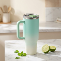 Nouveau gobelet isotherme de 40 oz avec paille, en acier inoxydable 304, à large ouverture, pour voiture, avec couvercle 2-en-1