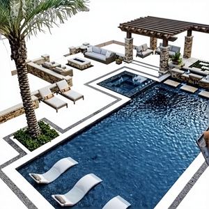 สระว่ายน้ำสำเร็จรูป 3 ขั้นบันได ทำจากไฟเบอร์กลาส สำหรับครอบครัว พร้อมสีที่ปรับแต่งได้ สระว่ายน้ำกลางแจ้งสำหรับขาย - Product Image 1