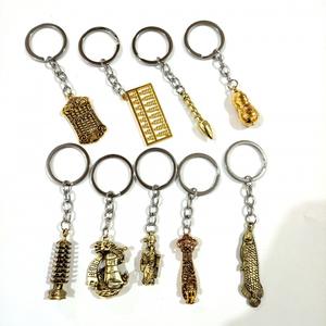 Pendentif imitation cuivre, porte-clés plaqué cuivre, boucle à clé, accessoire métallique, pour stand de rue, foire du temple, porte-clés rétro, 1 - Product Image 1