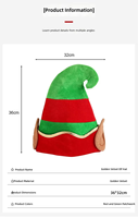 Gorro de Elfo Navideño de Terciopelo Suave al por Mayor, Gorro de Cosplay para Fiesta de Navidad con Rayas Rojas y Verdes, Decoración Navideña