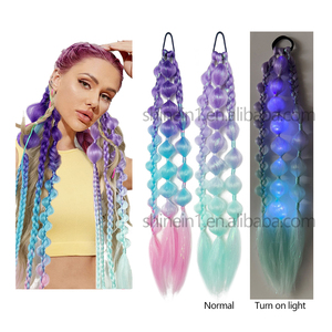 Nuovo Design per bambine per bambini 24 pollici Festival Ombre treccia per capelli Mini luce a Led bagliore colorato coda di cavallo - Product Image 1