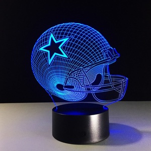 Lampe de nuit LED 3D Casque Dallas Cowboys, blanc chaud, à commande tactile, intensité réglable, en acrylique, branchement USB, taille moyenne, pour chambre contemporaine - Product Image 3