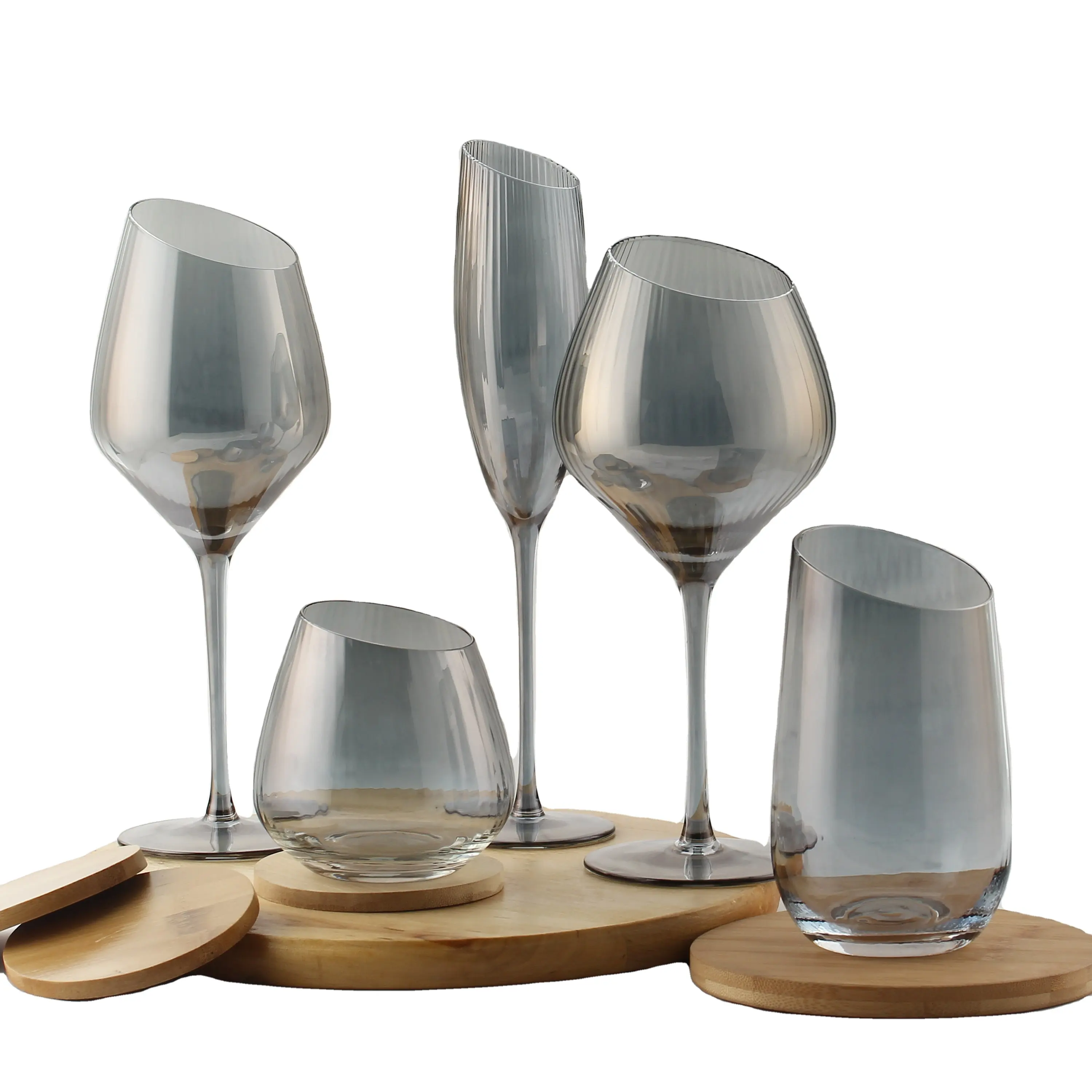 Großhandelspreis Kristall nordischer Stil geometrische Struktur Diamantform Überzug Whiskey Glas Tasse Smoothie-Becher Glas