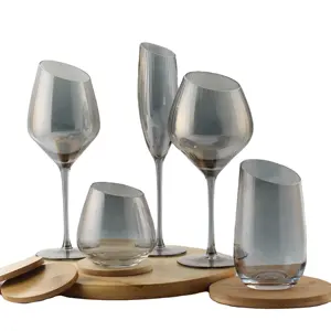 Toptan fiyat kristal İskandinav tarzı geometrik yapısı elmas şekli uzun kaplama viski bardağı fincan yüzlü Tumbler cam
