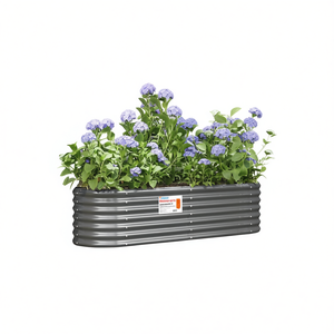 Bac à légumes surélevé en acier thermolaqué gris 59,8x15,7x14,2 pouces pour la culture des légumes - Product Image 1
