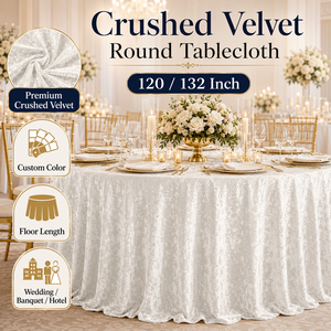 Mantel de Terciopelo Arrugado de Lujo de 220 g/m², Redondo de 132 Pulgadas, para Decoración de Bodas y Eventos - Product Image 1
