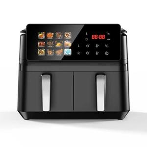 <span class=keywords><strong>Friteuse</strong></span> à air <span class=keywords><strong>double</strong></span>, grande capacité 8L, <span class=keywords><strong>double</strong></span> compartiment, multifonctionnelle, <span class=keywords><strong>double</strong></span> baril, acier inoxydable, PP, 2000W, tactile - Product Image 2